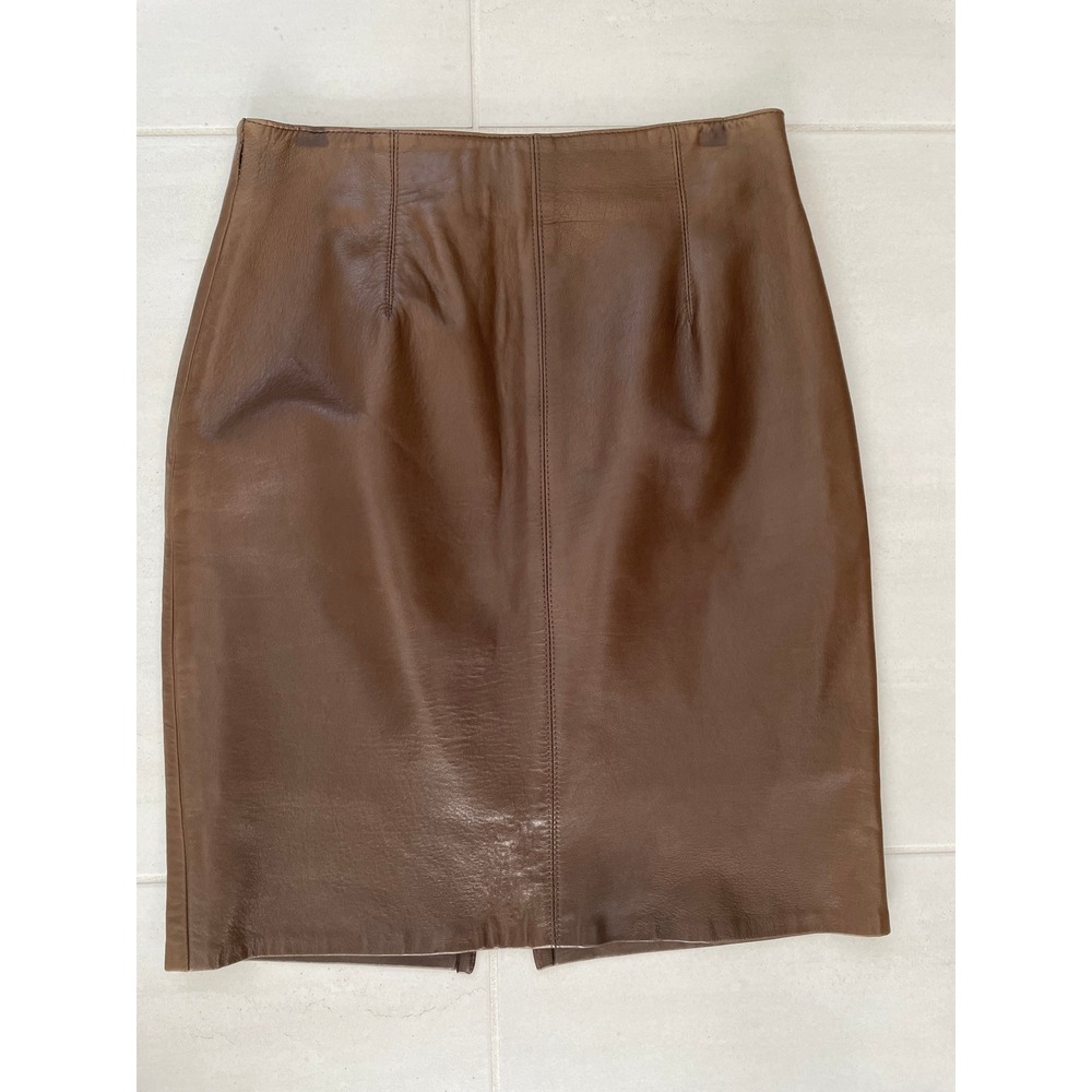 Ann Taylor Leather Pencil Skirt Women 10 Vintage Corpcore Retro Minimalist FLAW